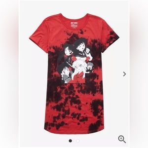 InuYasha Red & Black Tie-Dye T-Shirt Dress